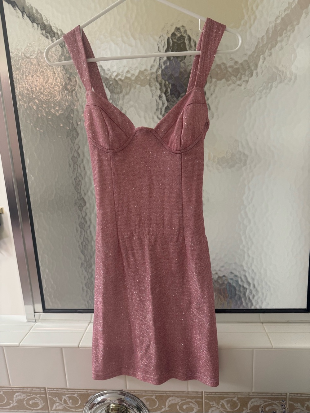 Sparkle Pink Sleeveless Bustier Mini Dress